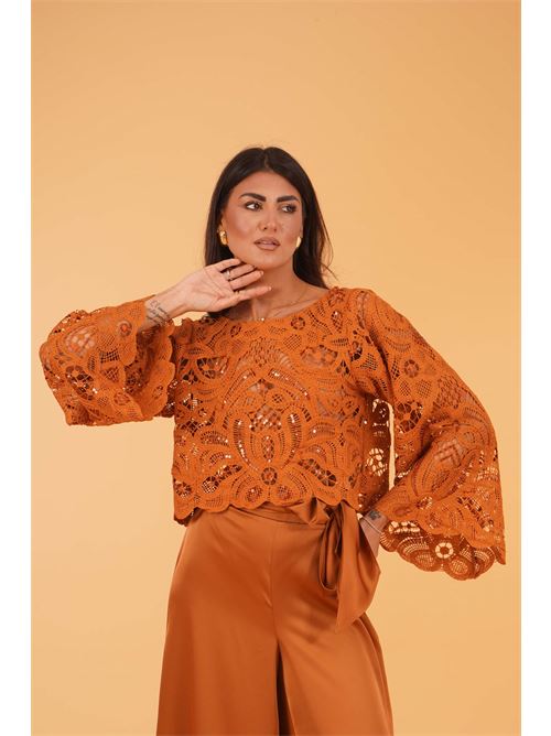 Casappa cropped in pizzo twins fantasy | T4950TBROWN