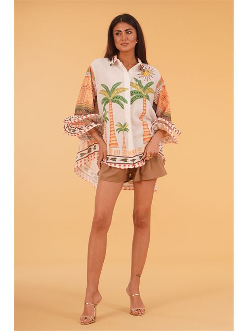 Maxicamicia in cotone fantasia U R INK | CHUYBIANCO/MULTICOLOR