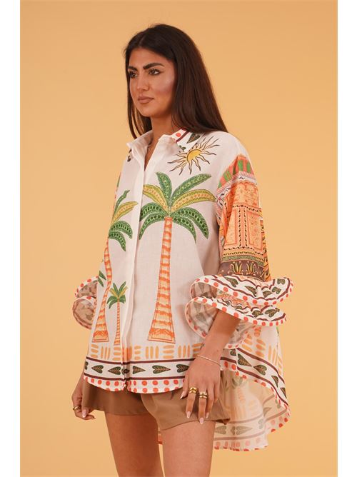 Maxicamicia in cotone fantasia U R INK | CHUYBIANCO/MULTICOLOR