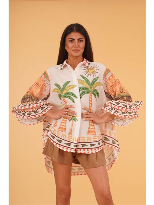 Maxicamicia in cotone fantasia U R INK | CHUYBIANCO/MULTICOLOR