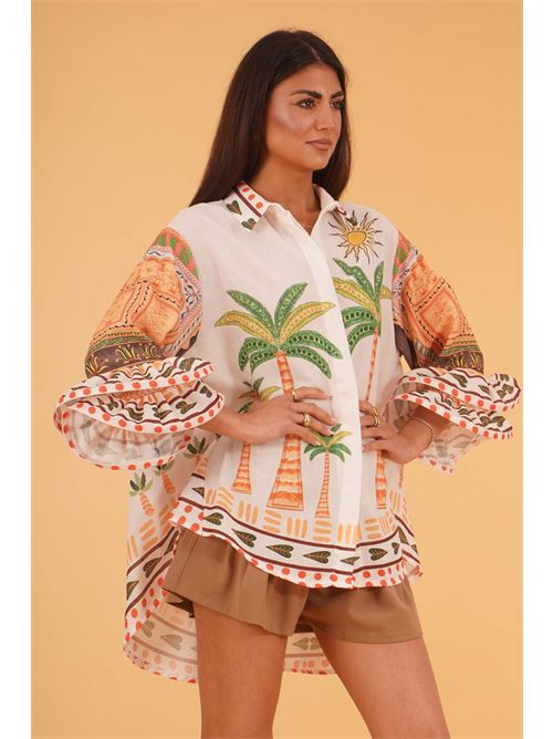 Maxicamicia in cotone fantasia U R INK | CHUYBIANCO/MULTICOLOR