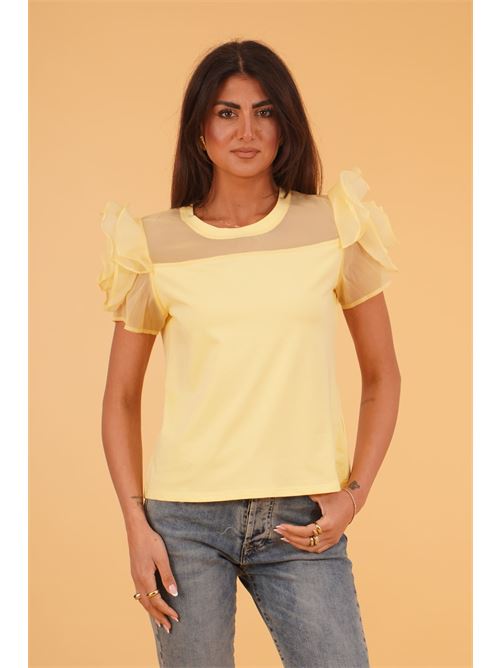 Maglia in cotone elastico con rouches Z.O.E. | 09Q733GIALLO
