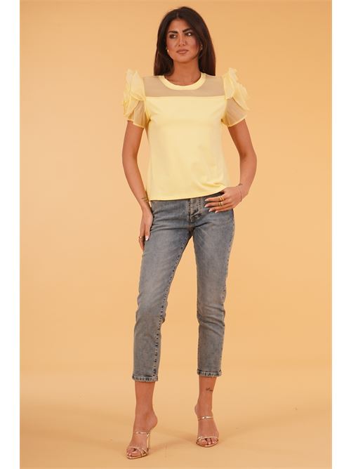 Maglia in cotone elastico con rouches Z.O.E. | 09Q733GIALLO