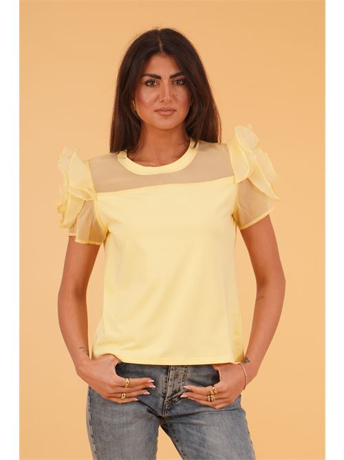 Maglia in cotone elastico con rouches Z.O.E. | 09Q733GIALLO