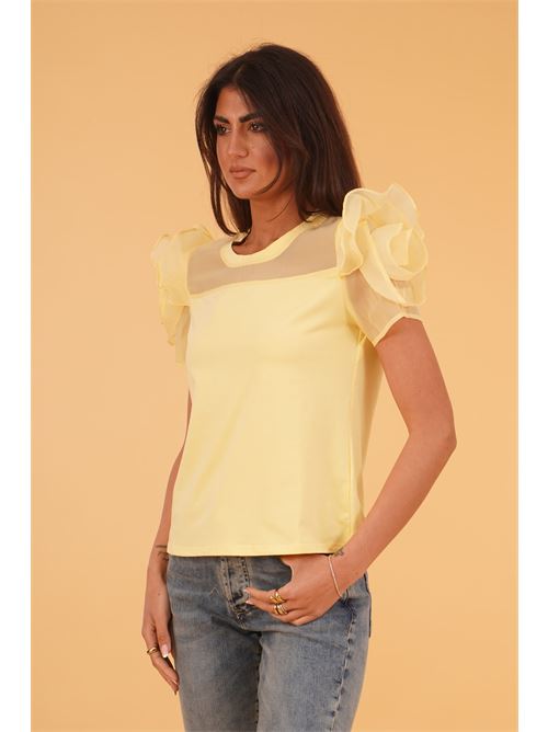 Maglia in cotone elastico con rouches Z.O.E. | 09Q733GIALLO
