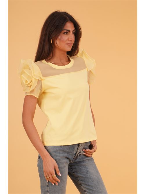Maglia in cotone elastico con rouches Z.O.E. | 09Q733GIALLO