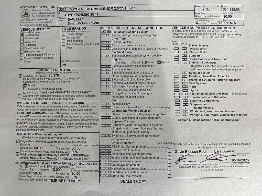 2021 Toyota Sienna Located at Smart Motors Toyota light-box-slides