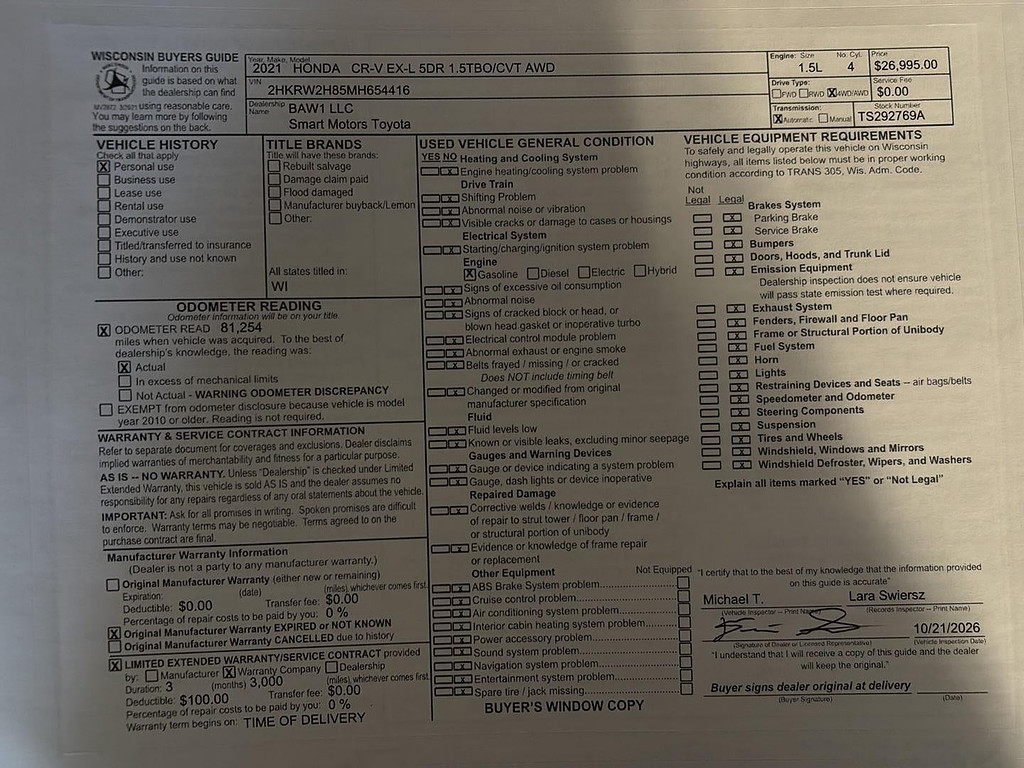 2021 Honda CR-V Located at Smart Motors Toyota slide-image
