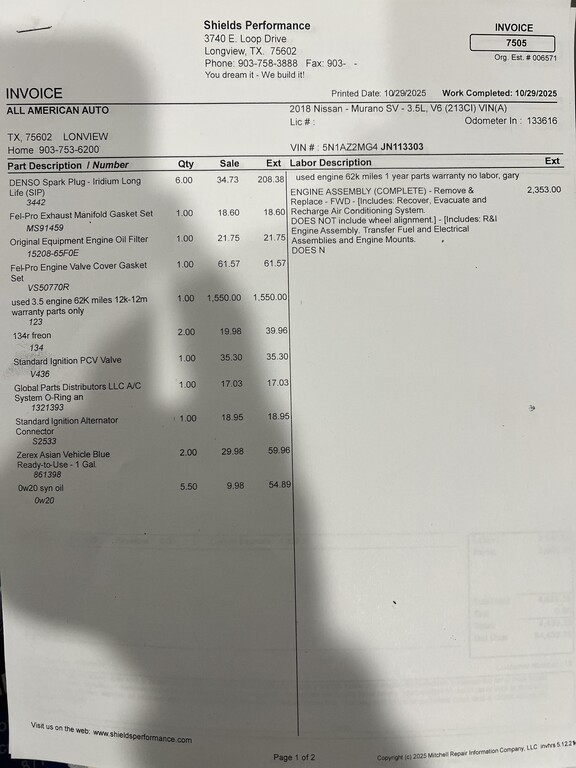 2018 Nissan Murano Located at All American Motors light-box-slides