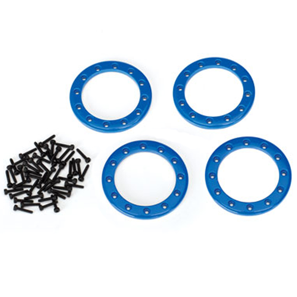 Traxxas 8169X Beadlock Rings, 1.9" Aluminum, Screws, Blue, TRX4