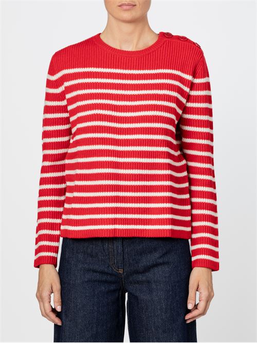 Crew-neck sweater in ribbed wool with stripes ASPESI | 3353396521305