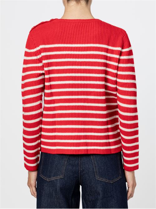 Crew-neck sweater in ribbed wool with stripes ASPESI | 3353396521305