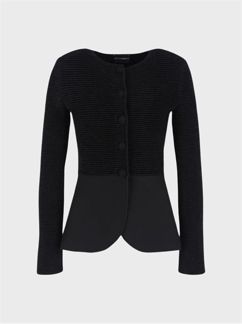 Giacca cardigan in tessuto ottoman con baschina EMPORIO ARMANI | 6D2GT12M21Z999