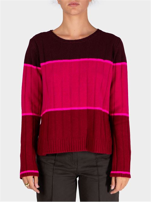 Maglia girocollo a coste a righe in lana e cashmere MALIPARMI | JQ50677817430B33