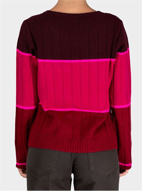 Maglia girocollo a coste a righe in lana e cashmere MALIPARMI | JQ50677817430B33