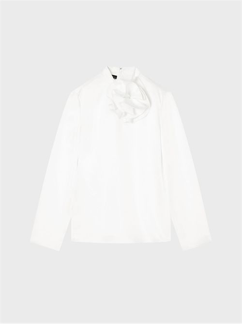 Blusa in satin con fiore al collo EMPORIO ARMANI | EW001510AF17153U0006