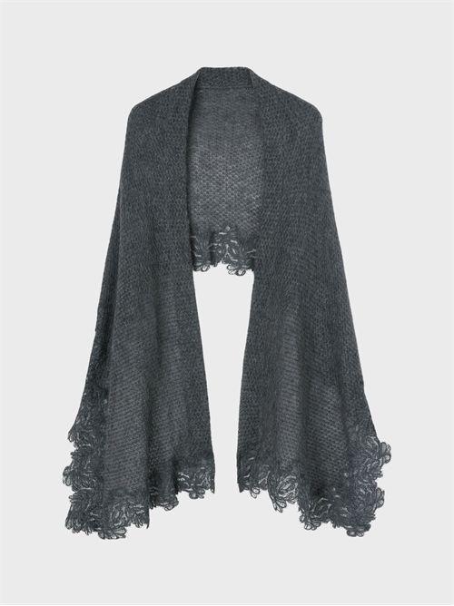 Shawl in wool and mohair with rebrodé lace ERMANNO SCERVINO | D474R600WBIM4700