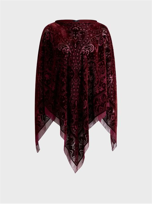 Silk and viscose devoré velvet poncho with Paisley motif ETRO | WRJA0145AV757R0369