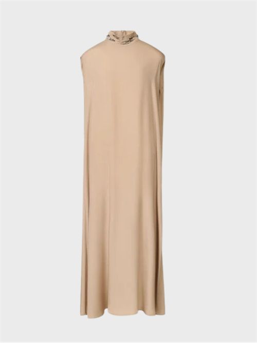 Abito lungo a cappa in enver satin leggero con ricamo fiamma gioiello FABIANA FILIPPI | ABD225F632L6820159