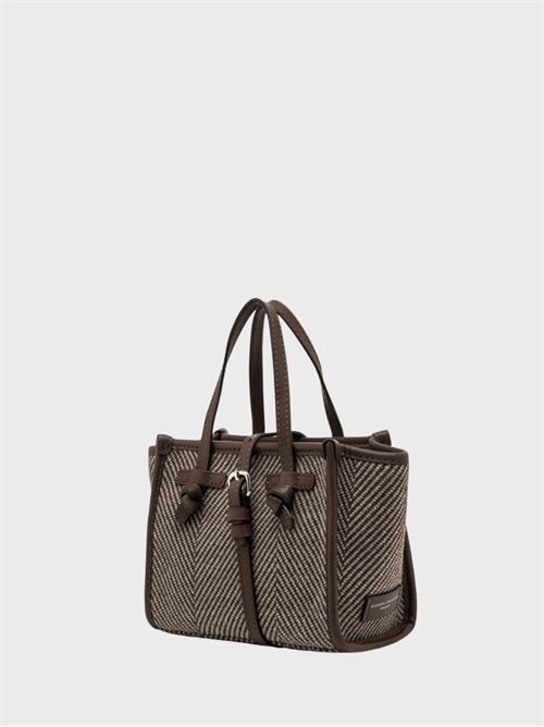 Mini herringbone wool fabric bag with leather trims GIANNI CHIARINI MARCELLA | BS8065SPIGADAINO