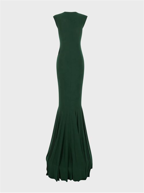 Sleeveless long gown with deep V-neck NORMA KAMALI | KK4253PLD43869DARKEMERALD