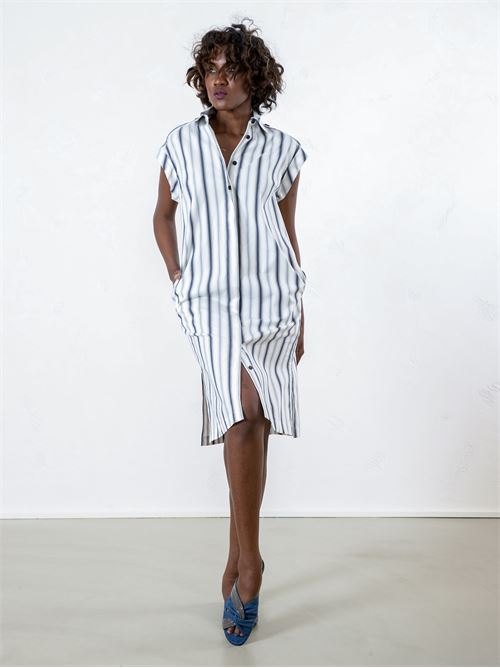 White and blue striped cotton shirt 