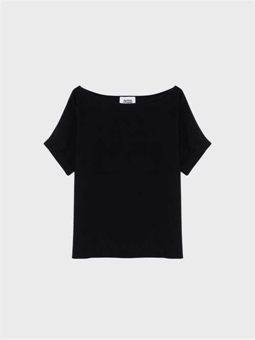 Boat neck cotton crepe top ALPHA STUDIO | AD6031C2002