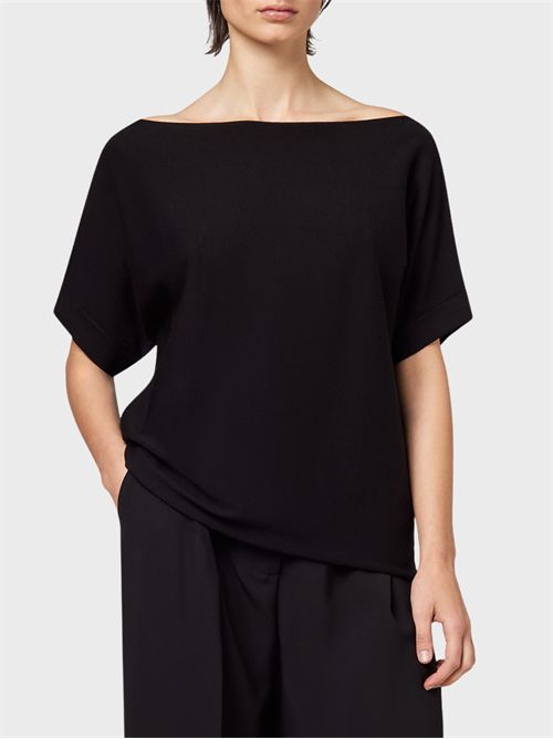 Boat neck cotton crepe top ALPHA STUDIO | AD6031C2002