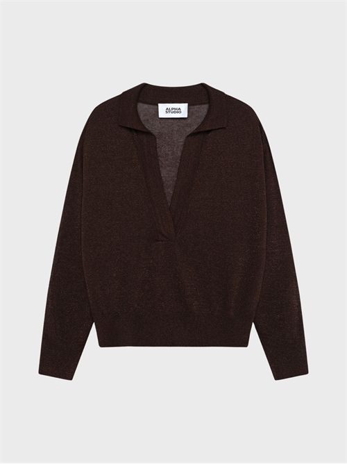 Viscose shine polo top ALPHA STUDIO | AD6161B2009