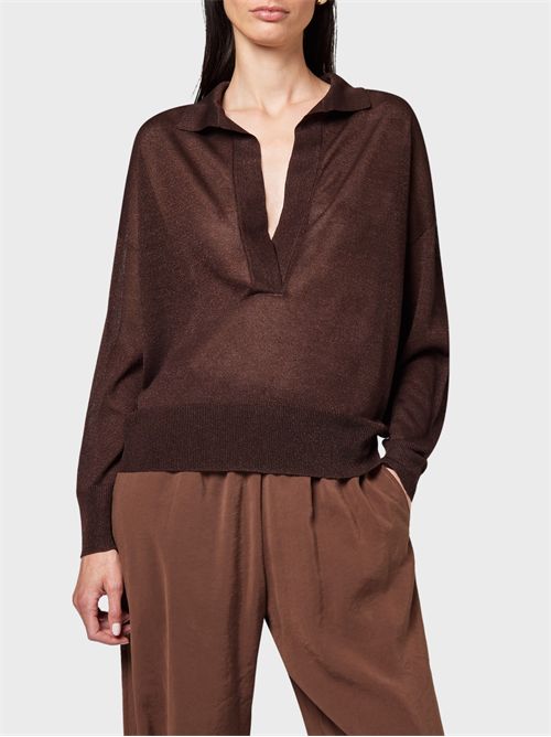 Viscose shine polo top ALPHA STUDIO | AD6161B2009