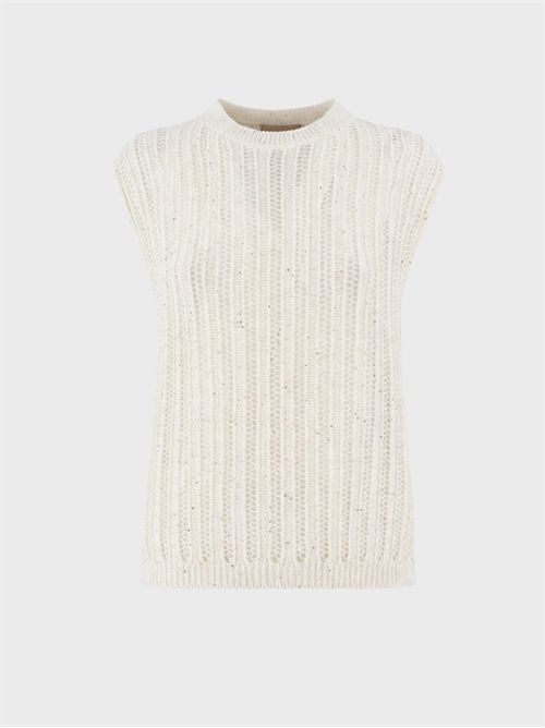 Top in maglia di cotone con paillettes ANTONELLI FIRENZE | 41771Q40811B1
