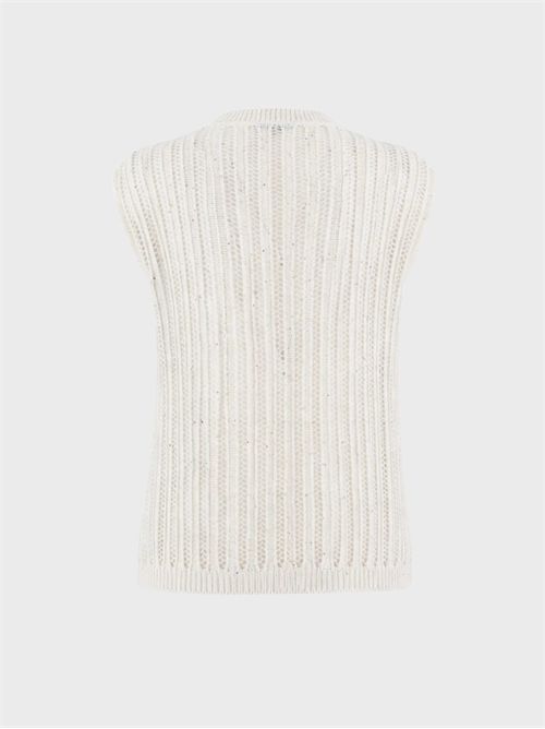 Top in maglia di cotone con paillettes ANTONELLI FIRENZE | 41771Q40811B1