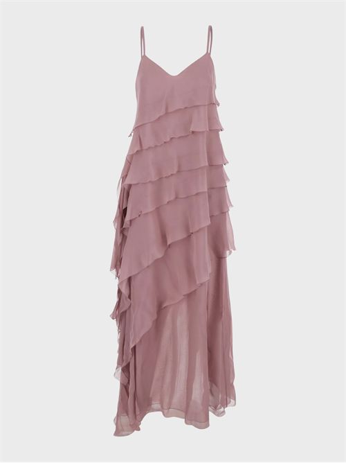 Abito lungo in chiffon di seta con balze e rouches ANTONELLI FIRENZE | Q6925261573