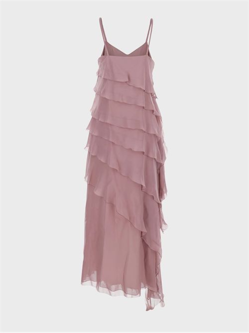 Abito lungo in chiffon di seta con balze e rouches ANTONELLI FIRENZE | Q6925261573