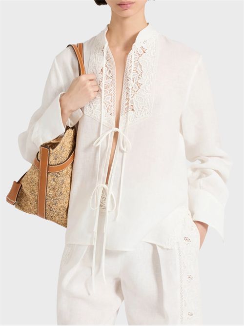 Linen blouse with floral rebrodé embroidery ERMANNO SCERVINO | D484K612GQI10602