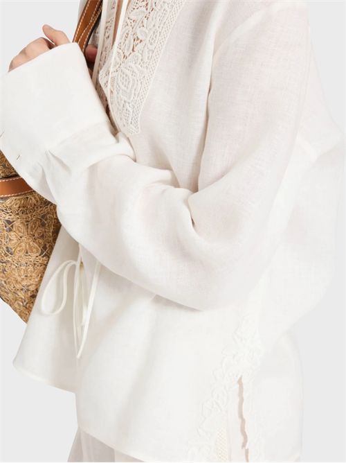 Linen blouse with floral rebrodé embroidery ERMANNO SCERVINO | D484K612GQI10602