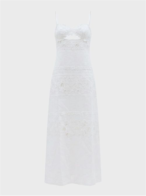 Long linen dress with lace inserts ERMANNO SCERVINO | D484Q615GQI10602