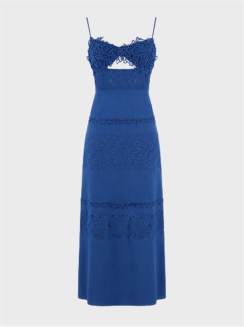 Long linen dress with lace inserts ERMANNO SCERVINO | D484Q615GQI64044