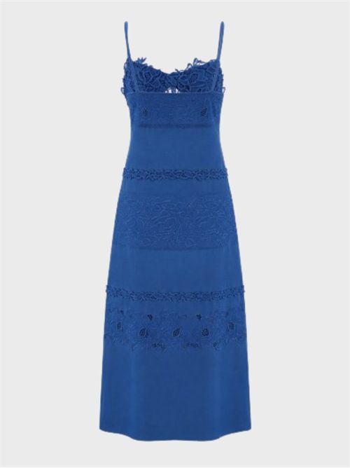 Long linen dress with lace inserts ERMANNO SCERVINO | D484Q615GQI64044