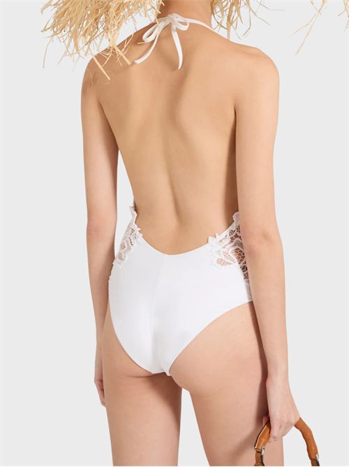 One-piece swimsuit with macramé lace inserts ERMANNO SCERVINO | D484Y316UAR10601
