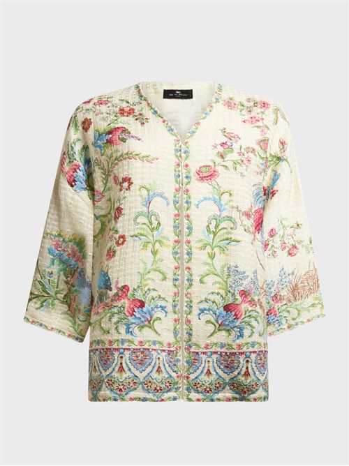Kesa in straw-like fabric with flora and fauna print ETRO | WRCA0024AKH04X0802