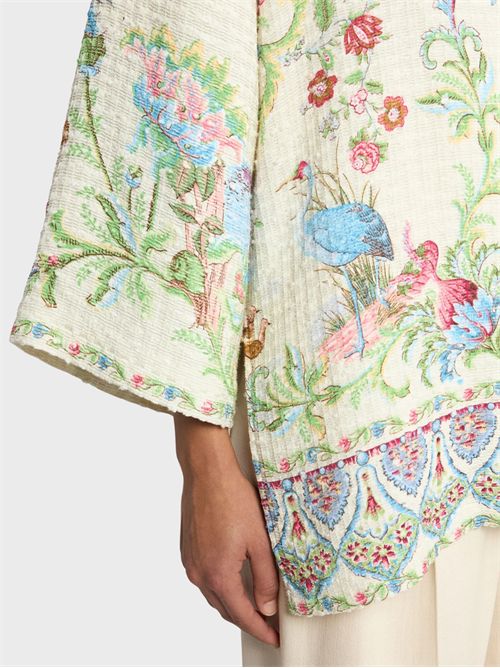 Kesa in straw-like fabric with flora and fauna print ETRO | WRCA0024AKH04X0802