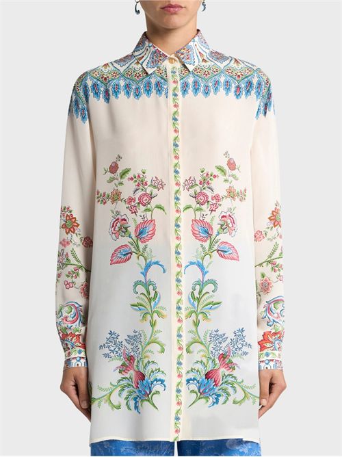 Camicia lunga in seta con stampa floreale e medaglioni ETRO | WRIA0103AKG73X0802
