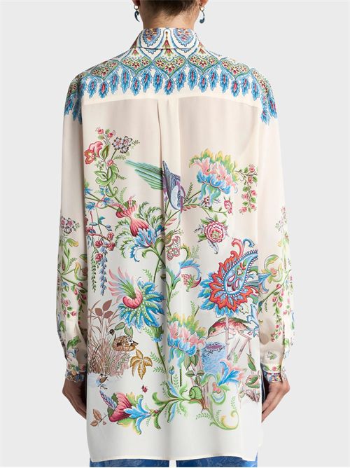 Camicia lunga in seta con stampa floreale e medaglioni ETRO | WRIA0103AKG73X0802