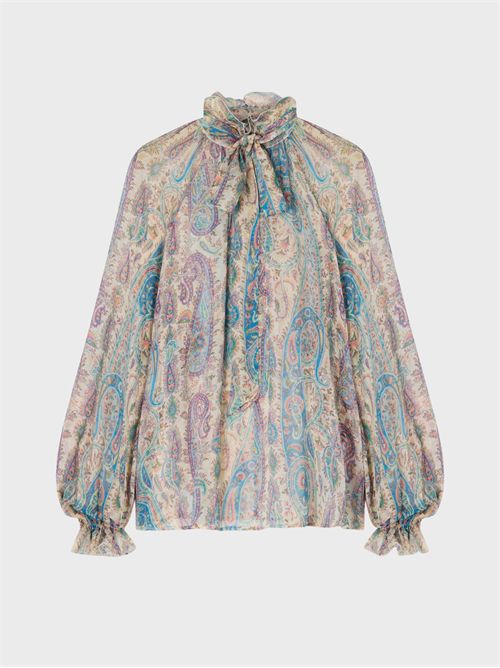 Paisley silk crêpe blouse with integrated scarf ETRO | WRJA015799SA1N8X0804