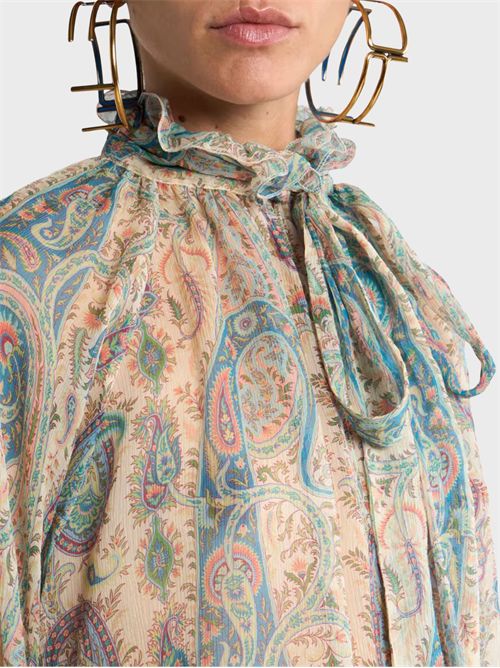 Paisley silk crêpe blouse with integrated scarf ETRO | WRJA015799SA1N8X0804