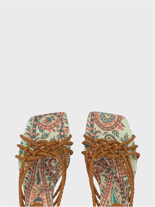 Kitten heel sandals with braided leather straps ETRO | WS4F0037AP446M0448