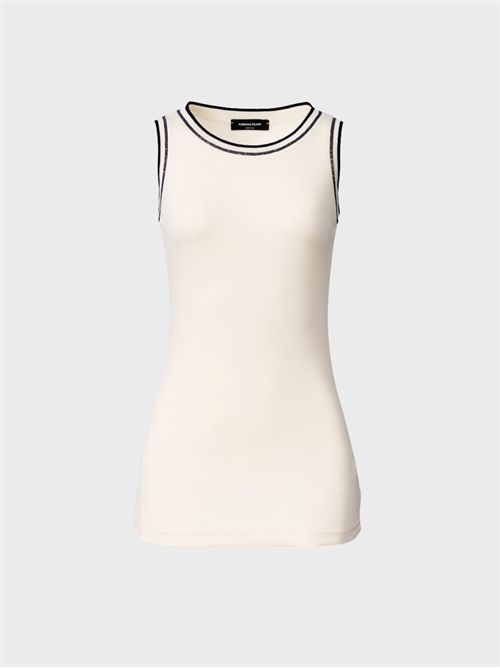 Ribbed cotton racer tank top with diamond thread FABIANA FILIPPI | JED276F602M203VR2