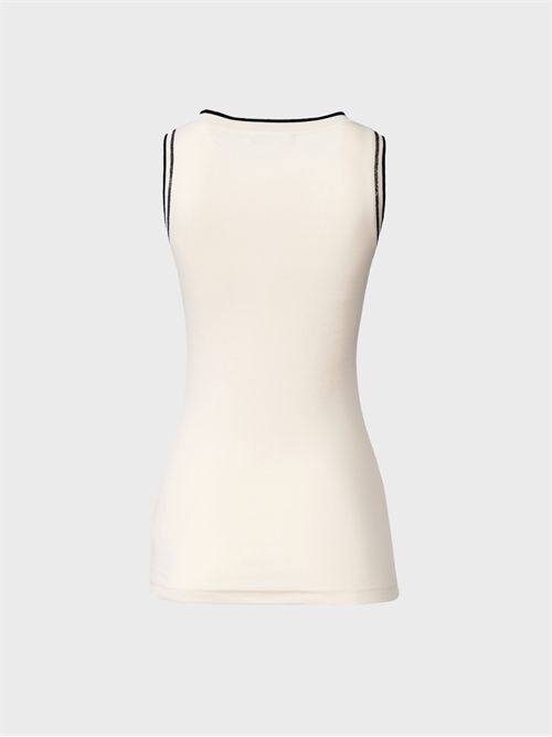 Ribbed cotton racer tank top with diamond thread FABIANA FILIPPI | JED276F602M203VR2