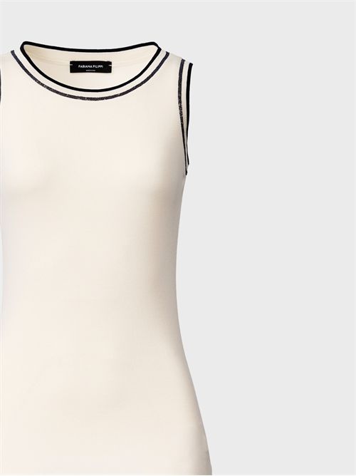 Ribbed cotton racer tank top with diamond thread FABIANA FILIPPI | JED276F602M203VR2